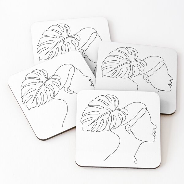 Item preview, Monstera Leaf Woman Face One Line Drawing designed and sold by krish-prints.