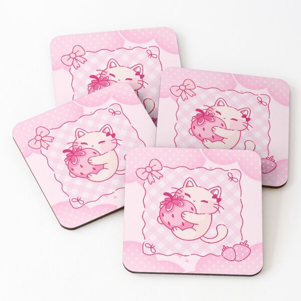Item preview, Cute Kawaii Cat Hugging a Strawberry designed and sold by Cherry Emporium.