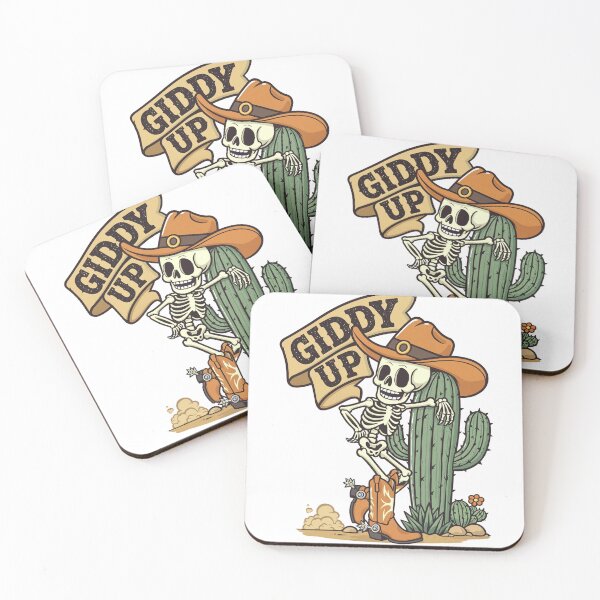Item preview, Vintage Western Gothic Skeleton Cowboy Giddy Up designed and sold by  Bold Border Studio..