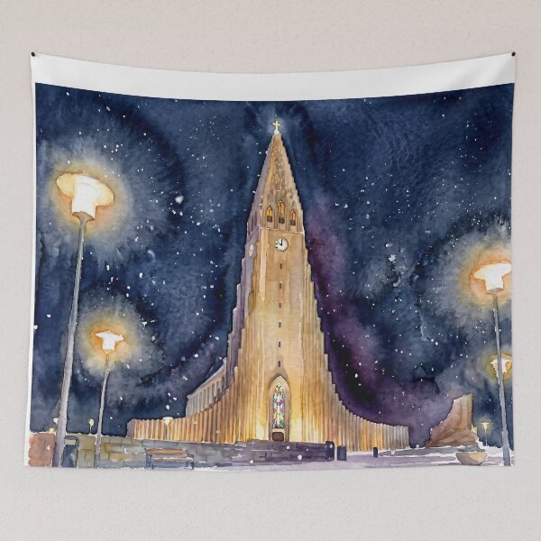 Item preview, Hallgrimskirkja, Reykjavik Iceland — Watercolour Style designed and sold by InkAndLatitude.