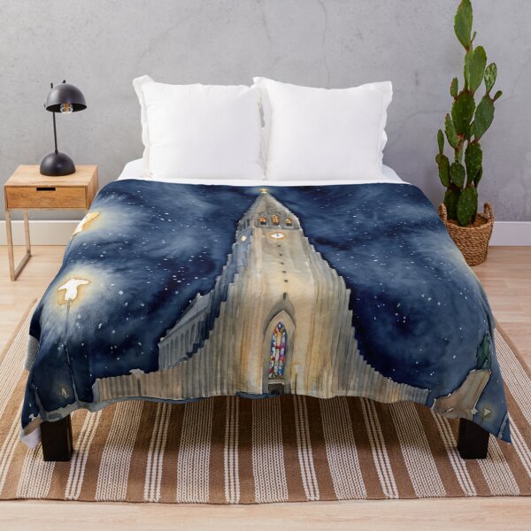 Item preview, Hallgrimskirkja, Reykjavik Iceland — Watercolour Style Portrait designed and sold by InkAndLatitude.