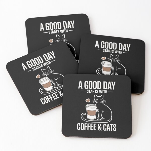Item preview, a good day starts with coffee and cats designed and sold by jkrphoto.