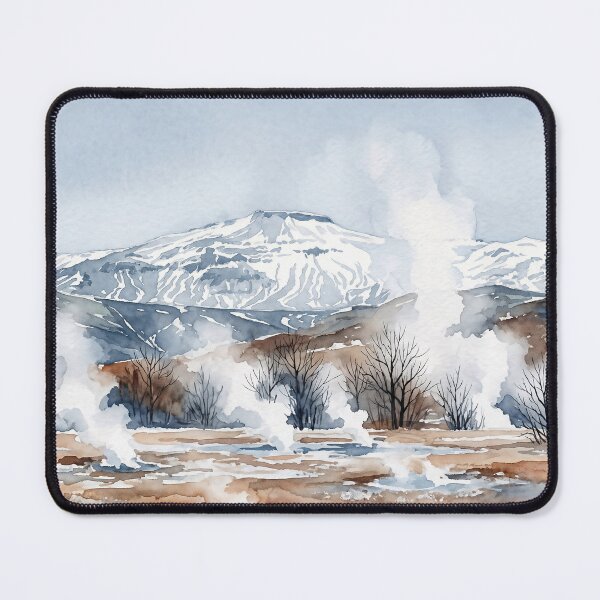 Item preview, Geothermal Iceland - Winter Landscape — Watercolour Style designed and sold by InkAndLatitude.