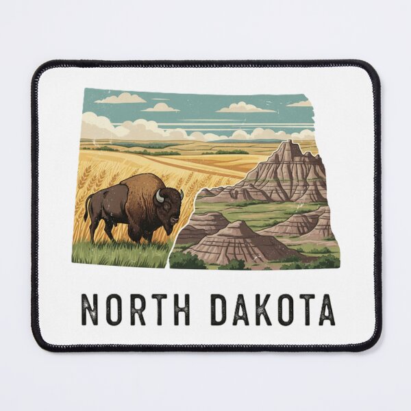 Item preview, North Dakota Retro State Pride Bison & Badlands Design designed and sold by NCalNoveltees.