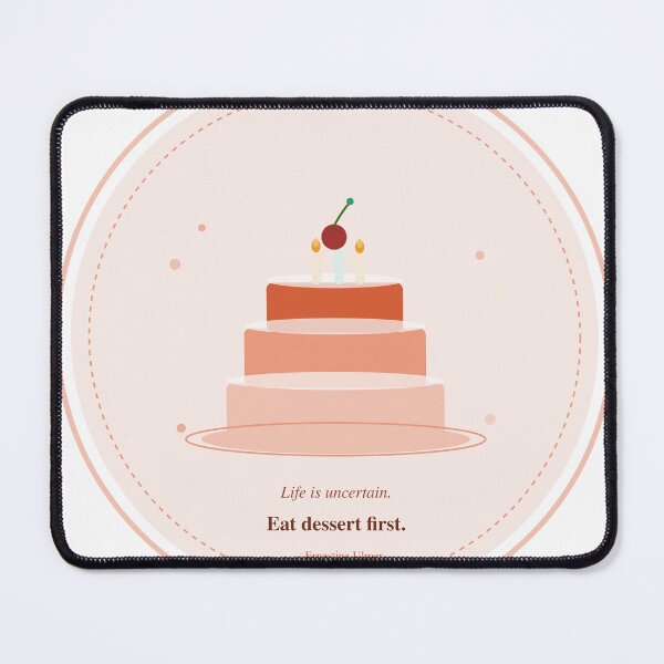 Item preview, Eat Dessert First — Cute Cake Quote Sticker | Pastel Coral Food Illustration designed and sold by kuishinnbou.
