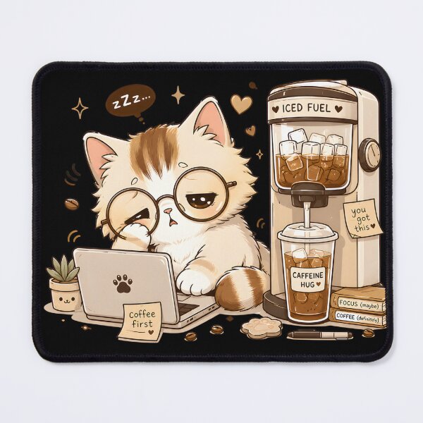Item preview, Cute Sleepy Coffee Cat Shirt – Kawaii Kitten Aesthetic Tee for Coffee Lovers, Cozy Gamer Cat Graphic, Funny Burnout Cat Design designed and sold by insplate.