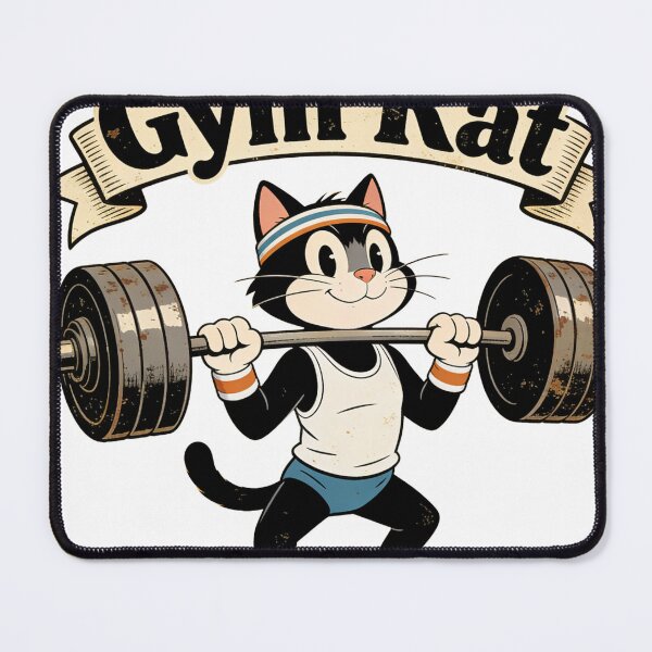 Item preview, Funny Retro Gym Rat Cat Weightlifting Vintage designed and sold by Bold Border Studio..