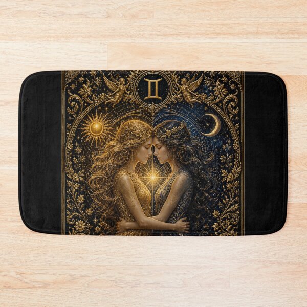 Item preview, Gemini Zodiac Twin | Twin Souls Celestial Fantasy Illustration | Mystic Fantasy Faux Embroidery Art  designed and sold by doinitzart.