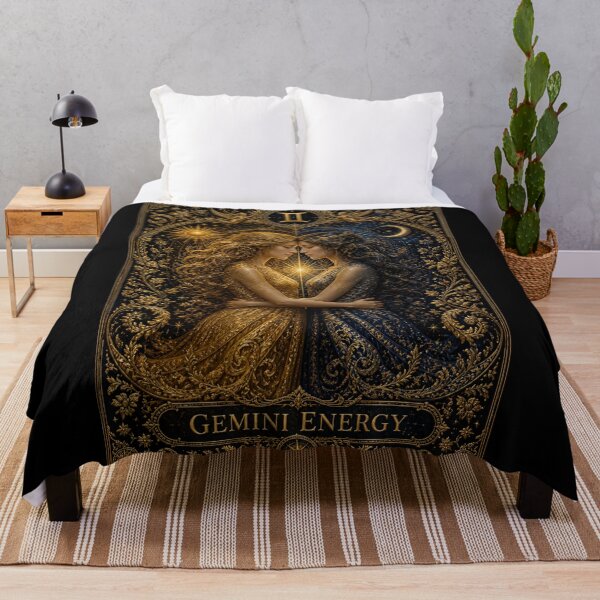 Item preview, Gemini Zodiac Twin | Twin Souls Celestial Fantasy Illustration | Mystic Fantasy Faux Embroidery Art  designed and sold by doinitzart.