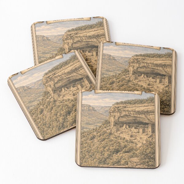 Item preview, Mesa Verde National Park Vintage Travel Poster | Colorado Cliff Dwelling Wall Art designed and sold by LinePlatePress.