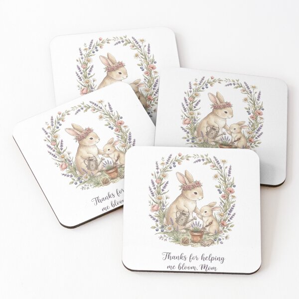 Item preview, Thanks for Helping me Bloom Mom - Cottagecore Gardening Bunny Wreath Design designed and sold by TatiK-Treasures.