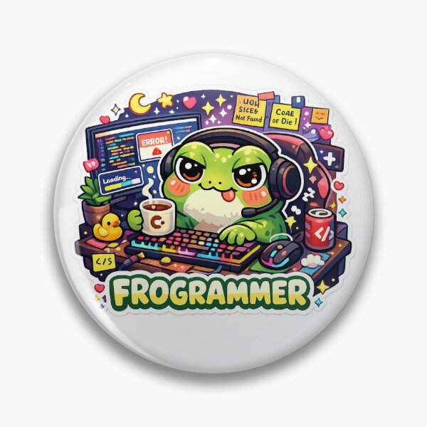Item preview, Frogrammer Sticker Rana Programadora Kawaii Coding designed and sold by Cozy404Lab.
