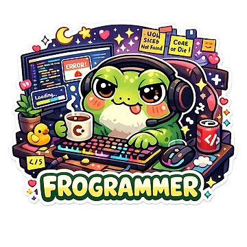 Artwork thumbnail, Frogrammer Cute Frog Programmer Coding Sticker by Cozy404Lab