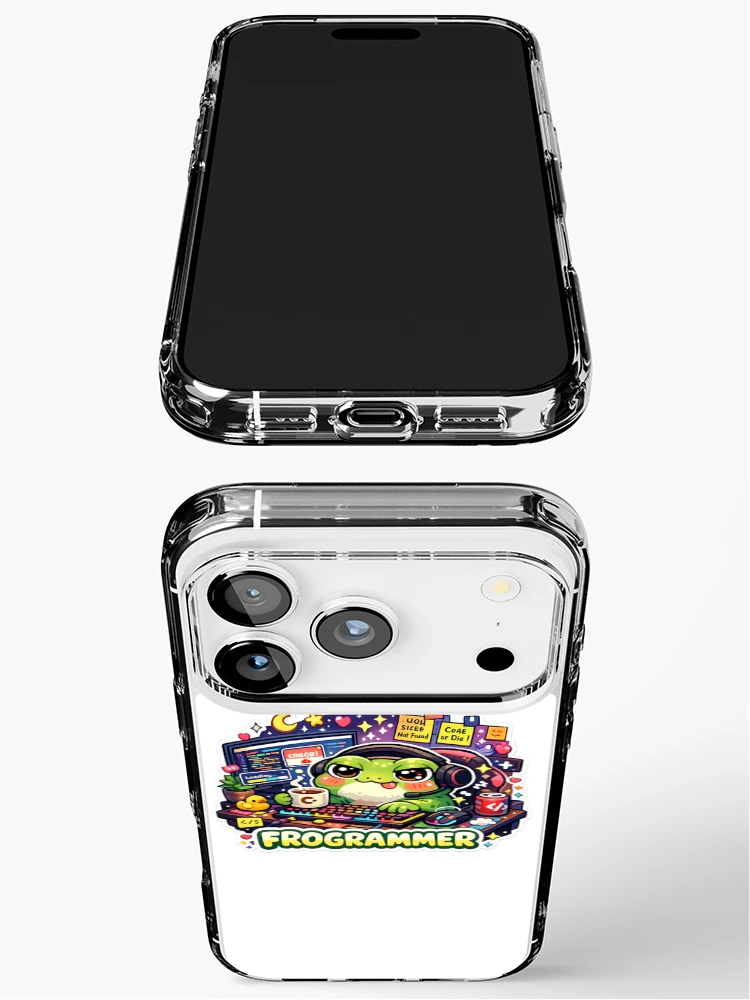 Imagen 3 de 5, Funda de iPhone con la obra Frogrammer Sticker Rana Programadora Kawaii Coding, diseñada y vendida por Cozy404Lab.