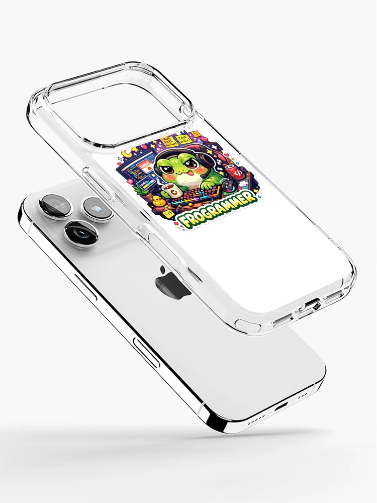 Imagen 2 de 5, Funda de iPhone con la obra Frogrammer Sticker Rana Programadora Kawaii Coding, diseñada y vendida por Cozy404Lab.