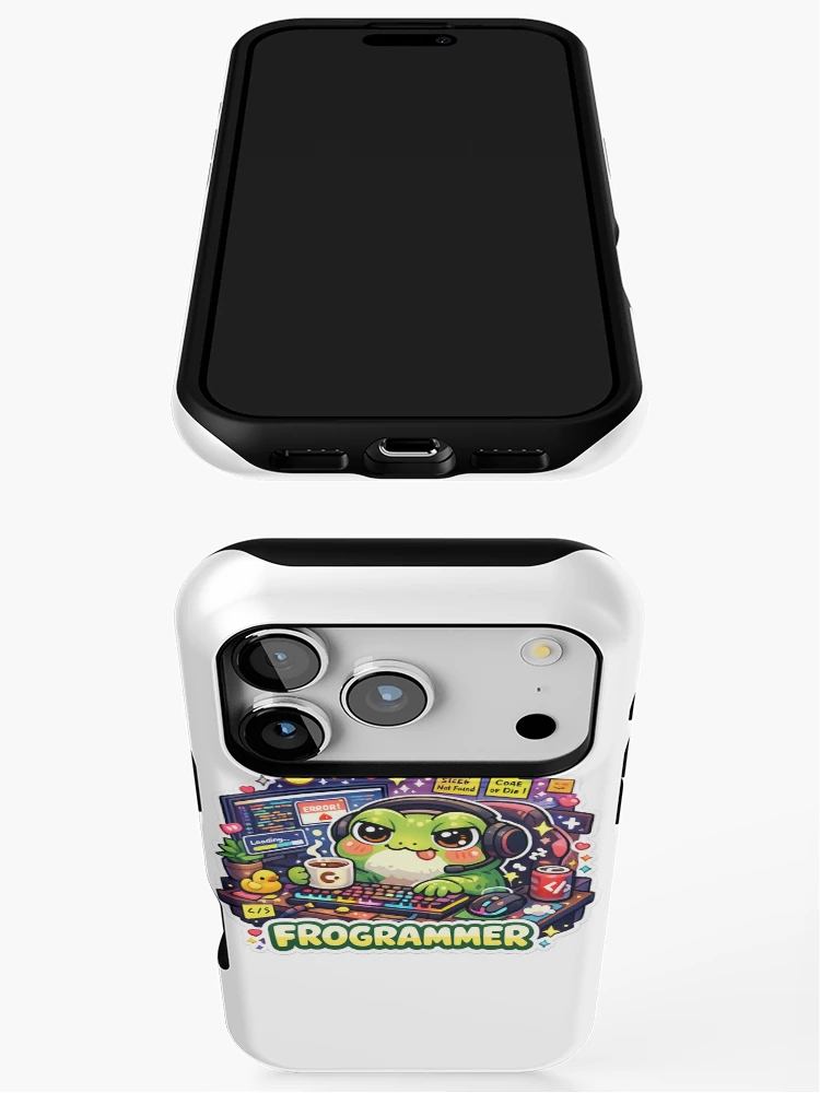 Thumbnail 3 of 4, iPhone Case, Frogrammer Cute Frog Programmer Coding Sticker designed and sold by Cozy404Lab.