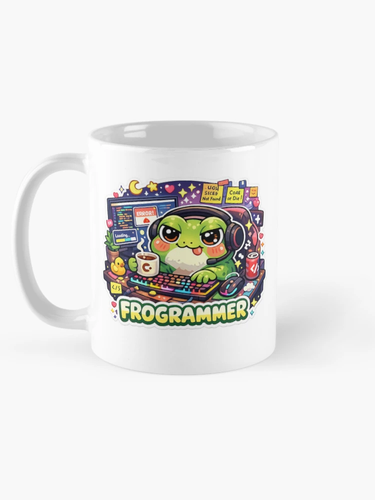 Thumbnail 5 of 6, Coffee Mug, Frogrammer Cute Frog Programmer Coding Sticker designed and sold by Cozy404Lab.