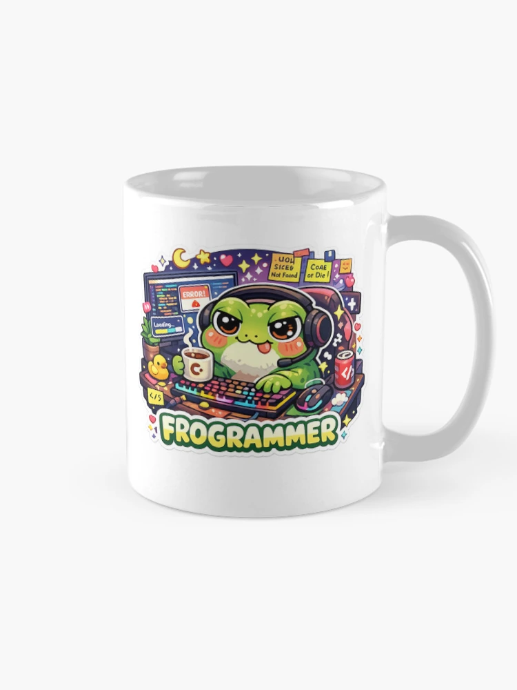 Thumbnail 3 of 6, Coffee Mug, Frogrammer Cute Frog Programmer Coding Sticker designed and sold by Cozy404Lab.