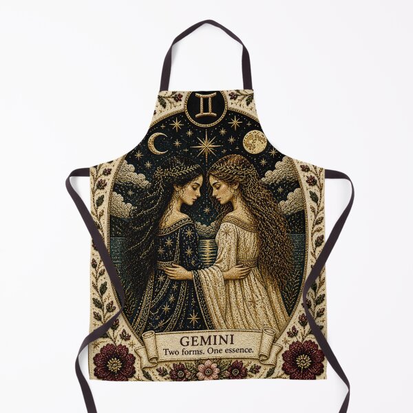 Item preview, Gemini Zodiac | Two Forms, One Essence | Medieval Fantasy Faux Embroidery Art designed and sold by doinitzart.