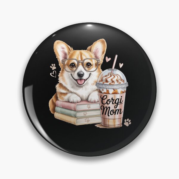 Artikelvorschau, Niedliche Corgi-Mama, Kaffee und Bücher, Hundeliebhaberin, gemütliche Leseratte, ästhetische Ästhetik entworfen und verkauft von Cute & Sassy Custom Gifting Boutiques.