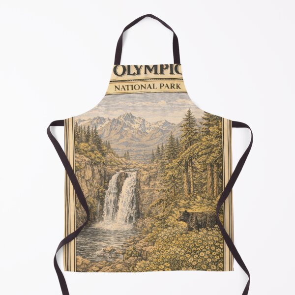 Item preview, Olympic National Park Vintage Travel Poster | Washington Wilderness Wall Art designed and sold by LinePlatePress.