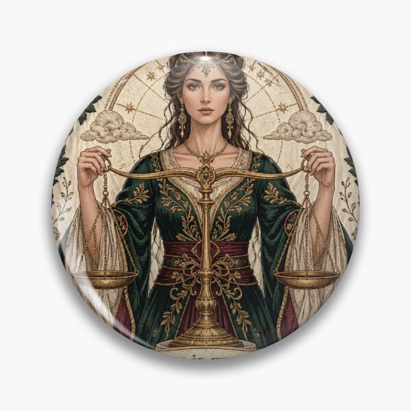 Item preview, Libra Zodiac Woman | Medieval Fantasy Faux Embroidery Art designed and sold by doinitzart.
