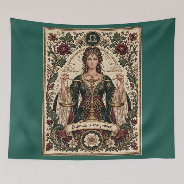 Item preview, Libra Zodiac Woman | Medieval Fantasy Faux Embroidery Art designed and sold by doinitzart.