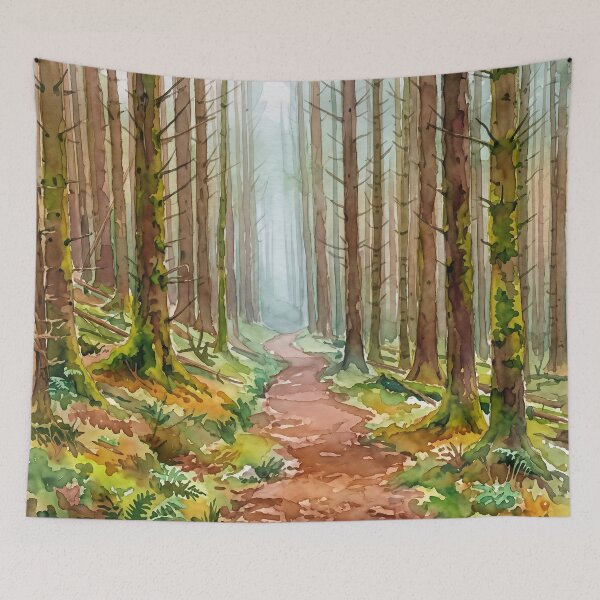 Item preview, Ancient Highland Forest Path, Scotland — Watercolour Style designed and sold by InkAndLatitude.