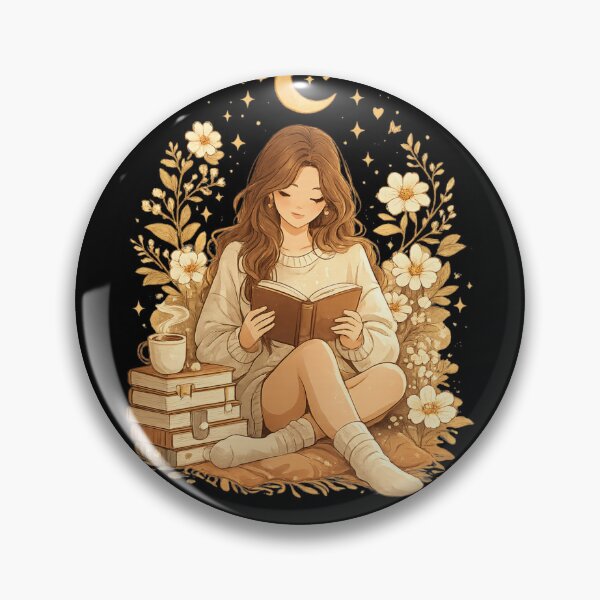 Item preview, Cozy Book Lover Girl Reading Under Moonlight Aesthetic T-Shirt designed and sold by insplate.