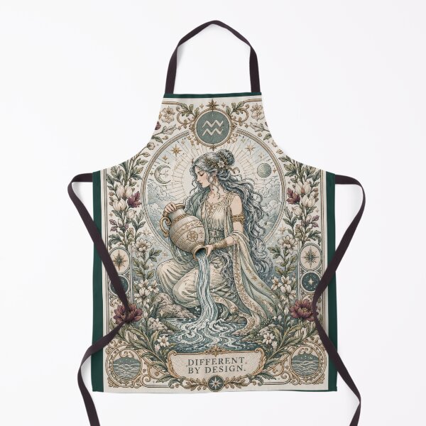 Item preview, Aquarius Zodiac Woman Water Bearer Goddess | Celestial Art Nouveau Illustration | Medieval Fantasy Faux Embroidery Art designed and sold by doinitzart.