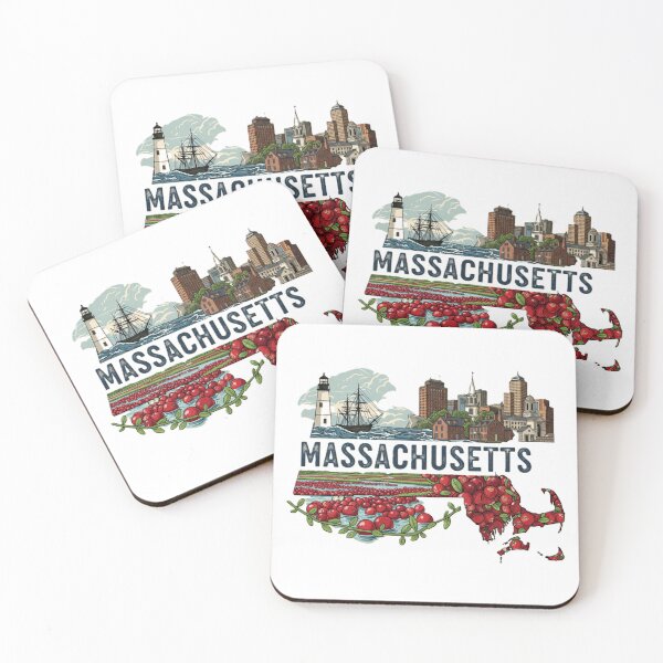 Artikelvorschau, Massachusetts Retro State Pride Cranberry & Leuchtturm Design entworfen und verkauft von NCalNoveltees.
