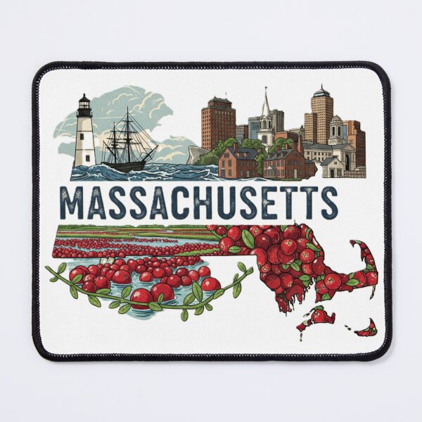 Item preview, Massachusetts Retro State Pride Cranberry & Lighthouse Design designed and sold by NCalNoveltees.