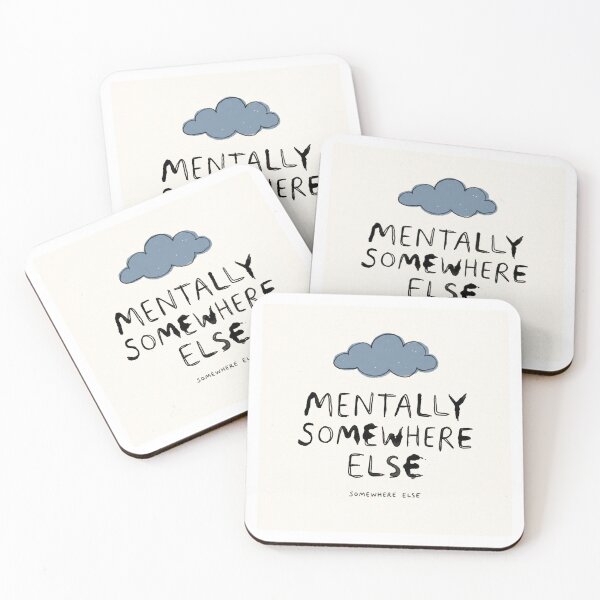 Item preview, Mentally Somewhere Else | Minimalist Funny Quote Print | Cloud Typography Art designed and sold by Fernhaven.