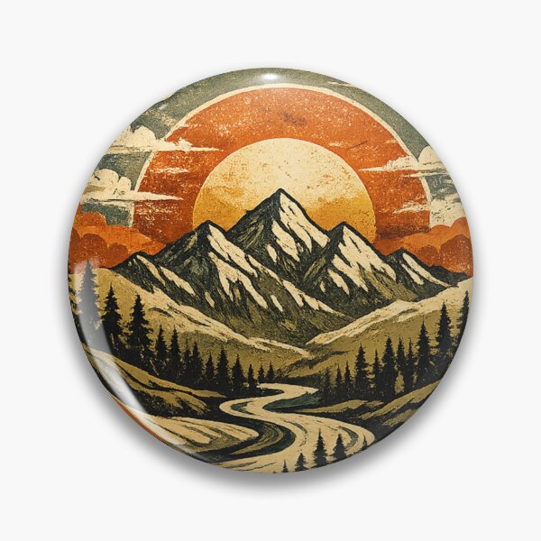 Item preview, Vintage Mountain Sunset Landscape Retro Nature Adventure T-Shirt designed and sold by insplate.