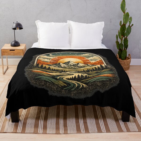 Item preview, Vintage Mountain Sunset Landscape Retro Nature Adventure T-Shirt designed and sold by insplate.