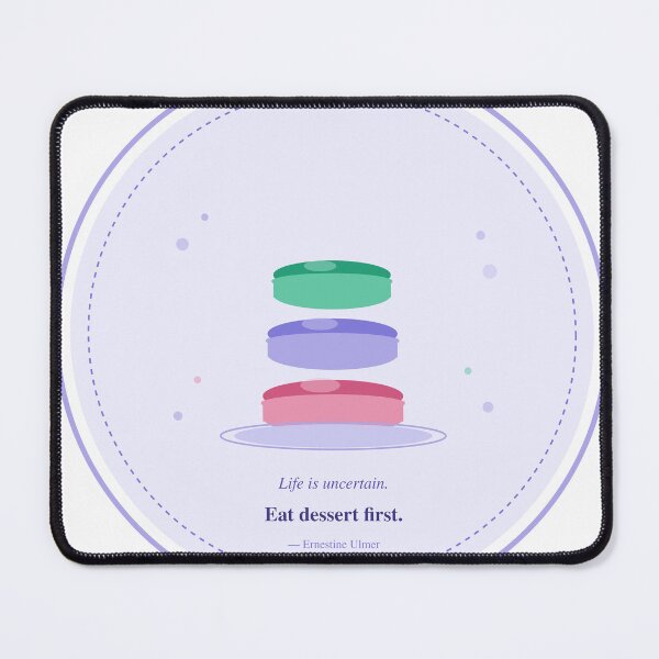Item preview, Eat Dessert First — Pastel Macaron Stack Quote Sticker | Lavender French Dessert Illustration designed and sold by kuishinnbou.