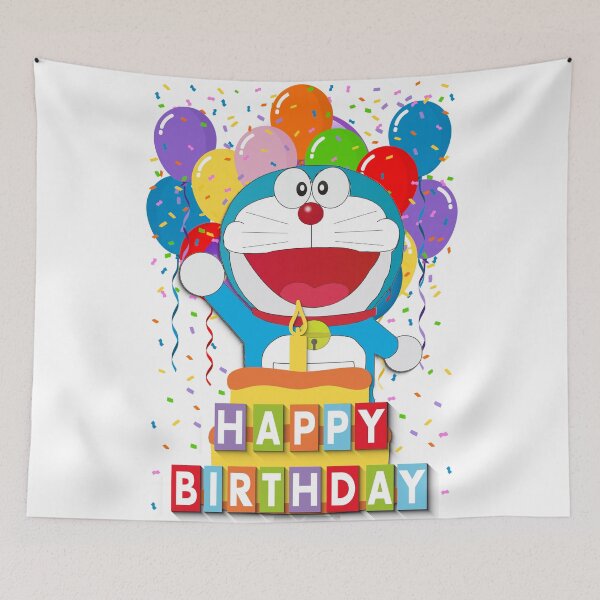 Item preview, Cute Blue Robot Cat with Cake and Balloon Art – Happy Birthday Celebration designed and sold by ArtsyExplorer.