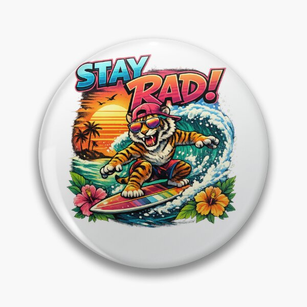 Item preview,     Stay Rad Surf Tiger Retro Vaporwave Design designed and sold by Kazoza.