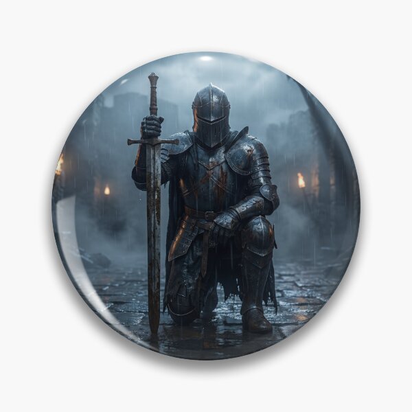 Item preview, Kneeling Dark Knight - Grim Fantasy Medieval Warrior Art designed and sold by LifeToPrints.