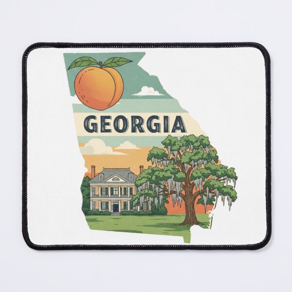 Item preview, Georgia Retro State Pride Peach & Savannah Mansion Design designed and sold by NCalNoveltees.