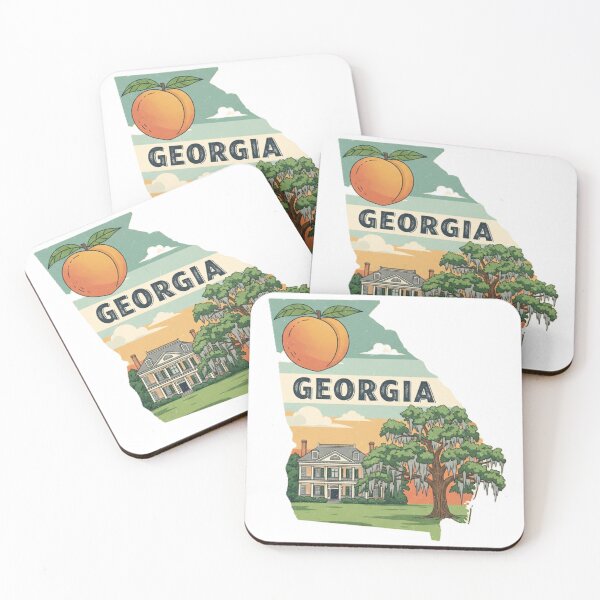 Item preview, Georgia Retro State Pride Peach & Savannah Mansion Design designed and sold by NCalNoveltees.