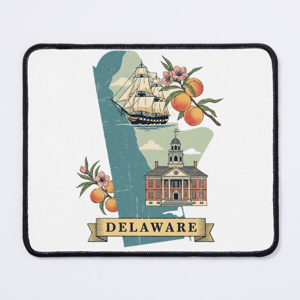 Artikelvorschau, Delaware Retro State Pride Historisches Gebäude & Segeldesign entworfen und verkauft von NCalNoveltees.