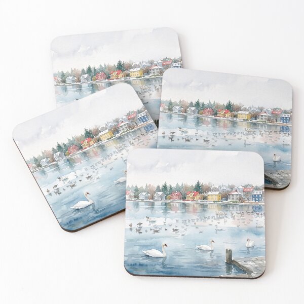 Item preview, Tjornin Pond, Reykjavik Iceland — Watercolour Style designed and sold by InkAndLatitude.