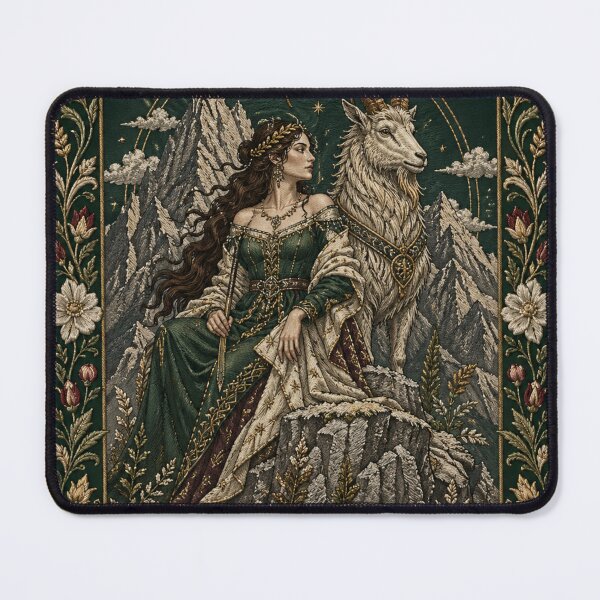 Item preview, Capricorn Zodiac Woman | Medieval Fantasy Faux Embroidery Art designed and sold by doinitzart.