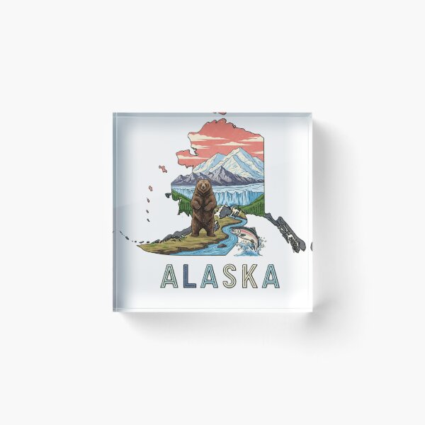 Artikelvorschau, Alaska Retro State Pride Bär & Gletscher Design entworfen und verkauft von NCalNoveltees.
