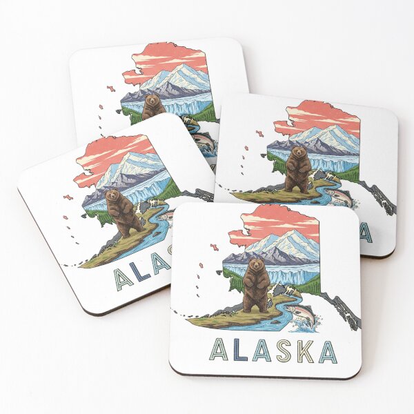 Artikelvorschau, Alaska Retro State Pride Bär & Gletscher Design entworfen und verkauft von NCalNoveltees.