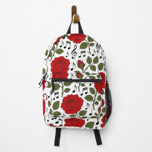 Item preview, Red Roses and Music Notes - Cute Musical Floral Seamless Pattern designed and sold by FlatInkStudio.