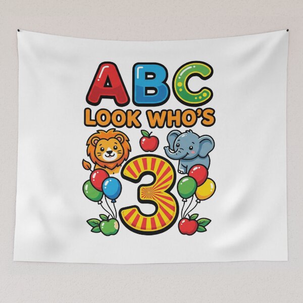 Item preview, alphabet abc 3rd birthday look whos 3 kids design designed and sold by ArtDesignTp.