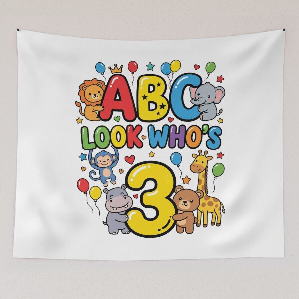 Item preview, cute abc letters 3rd birthday toddler celebration designed and sold by ArtDesignTp.