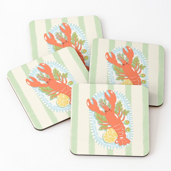 Item preview, Preppy Striped Lobster Print | Coastal Red & Green Nautical Wall Art designed and sold by Artbyla10.